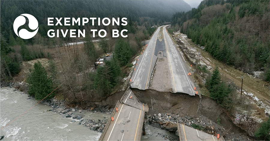 FMCSA gives exemptions to Canadian carriers aiding B.C. relief after flooding